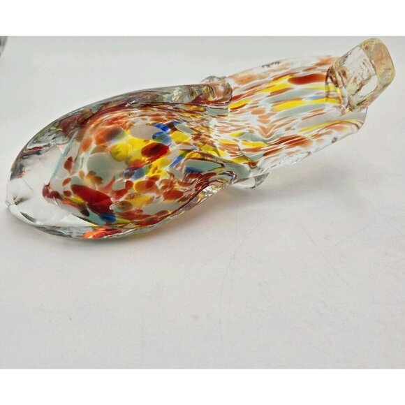 Pair Of Vintage Murano Style Italian Art Glass Slipper Heel Shoe Multicolor Chip - Picture 9 of 14